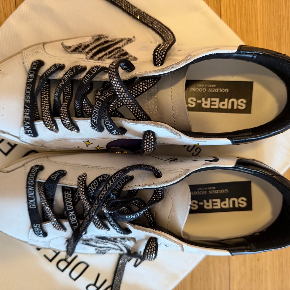 Golden Goose White and Black Sneakers